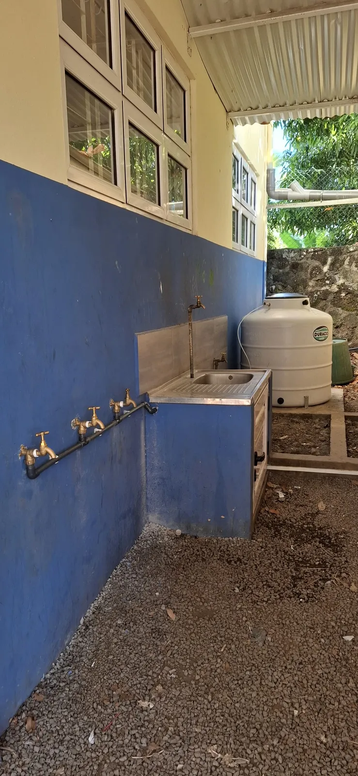 Drinking filtered water fountain, installed in the school playground